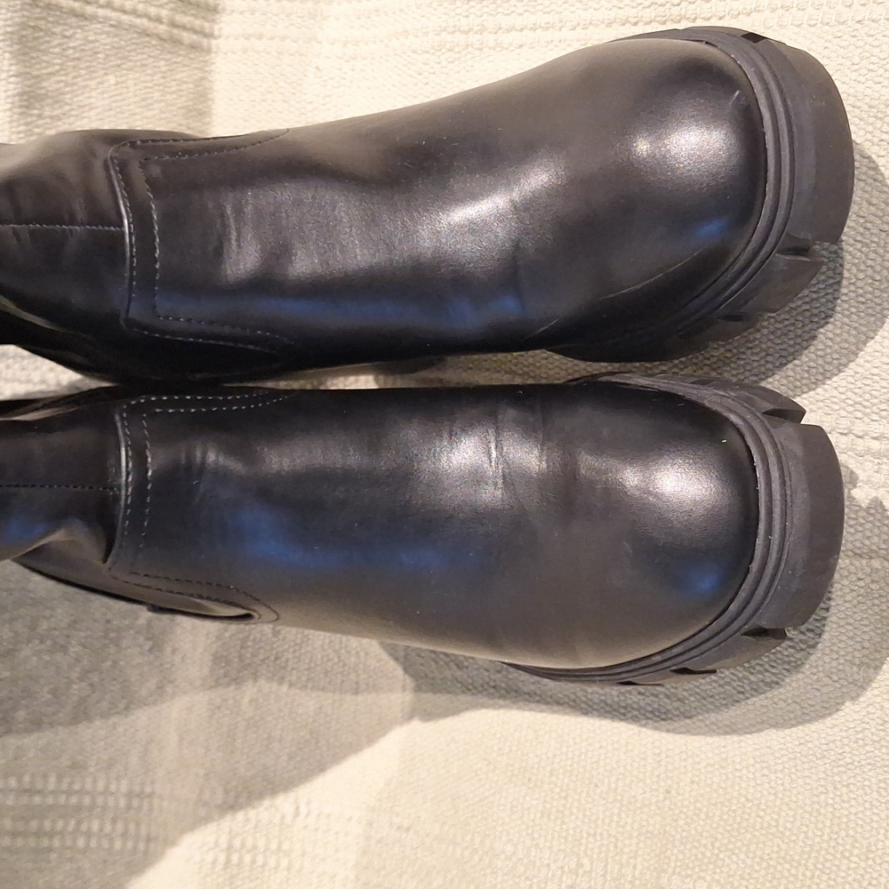 Nine West Kani clunky black stacked heeled knee boots 9M - Picture 3 of 10